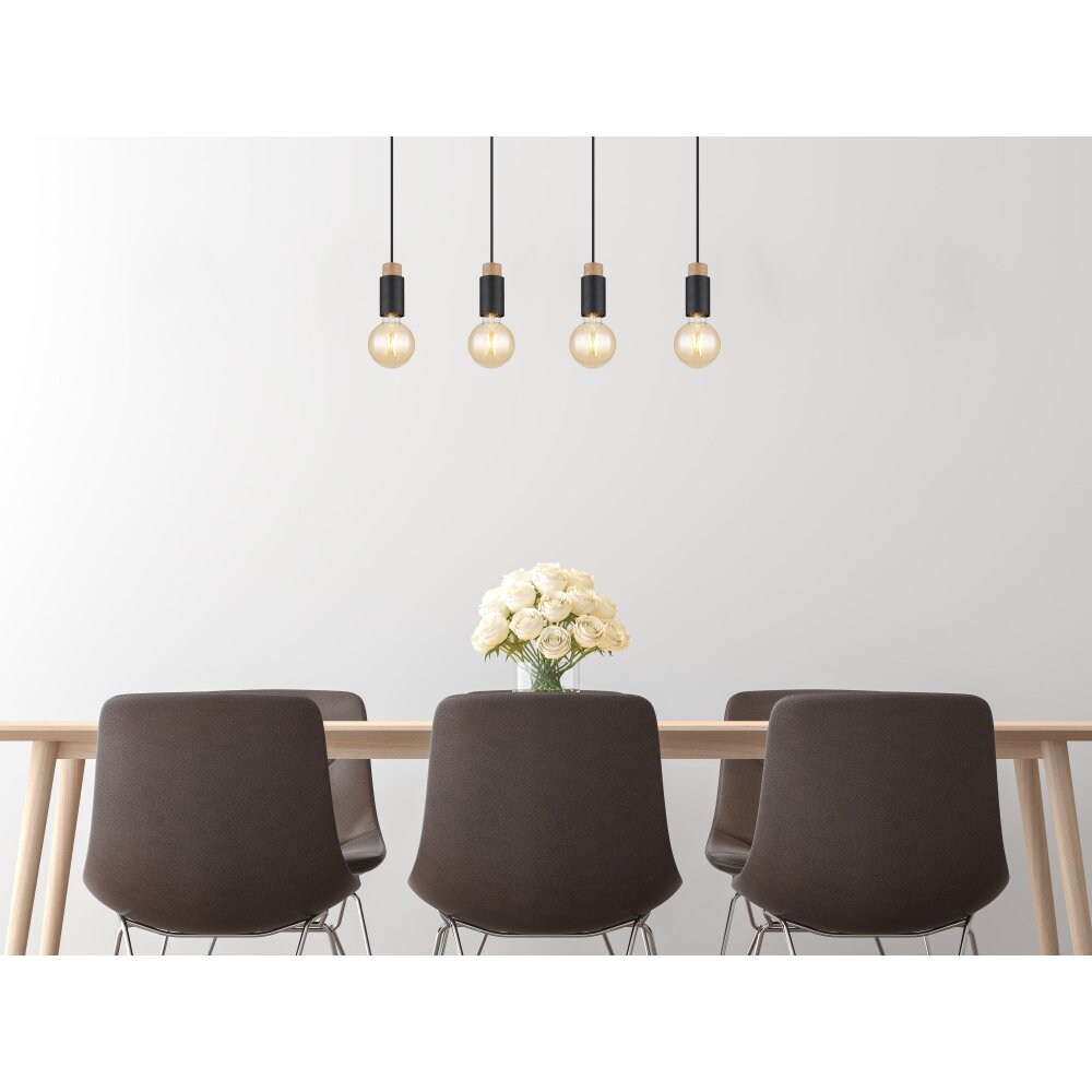 Globo MATTI Hängeleuchte Naturfarben, Schwarz, 4-flammig main product photo