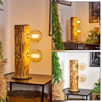 Canedo Tischleuchte Naturfarben, Schwarz, 2-flammig Canedo Tischleuchte Naturfarben, Schwarz, 2-flammig