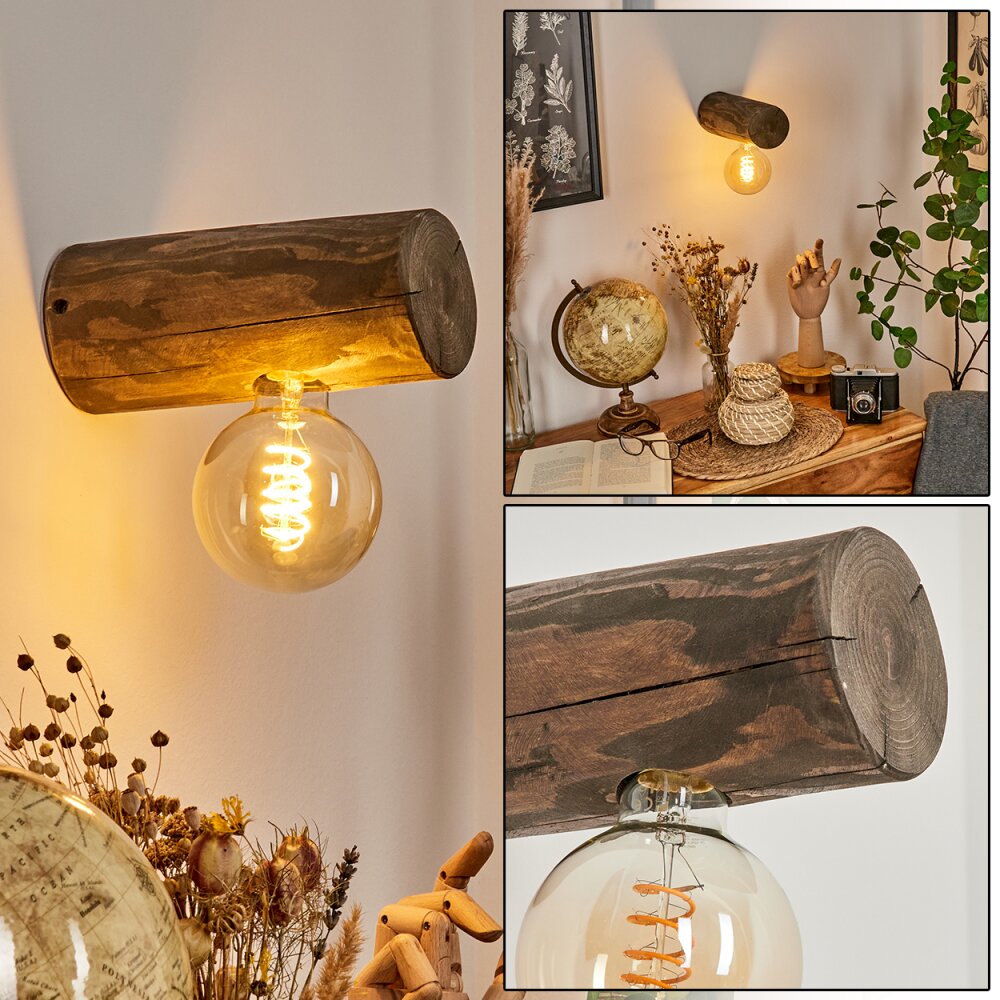 Canedo Wandleuchte Holz dunkel, 1-flammig main product photo