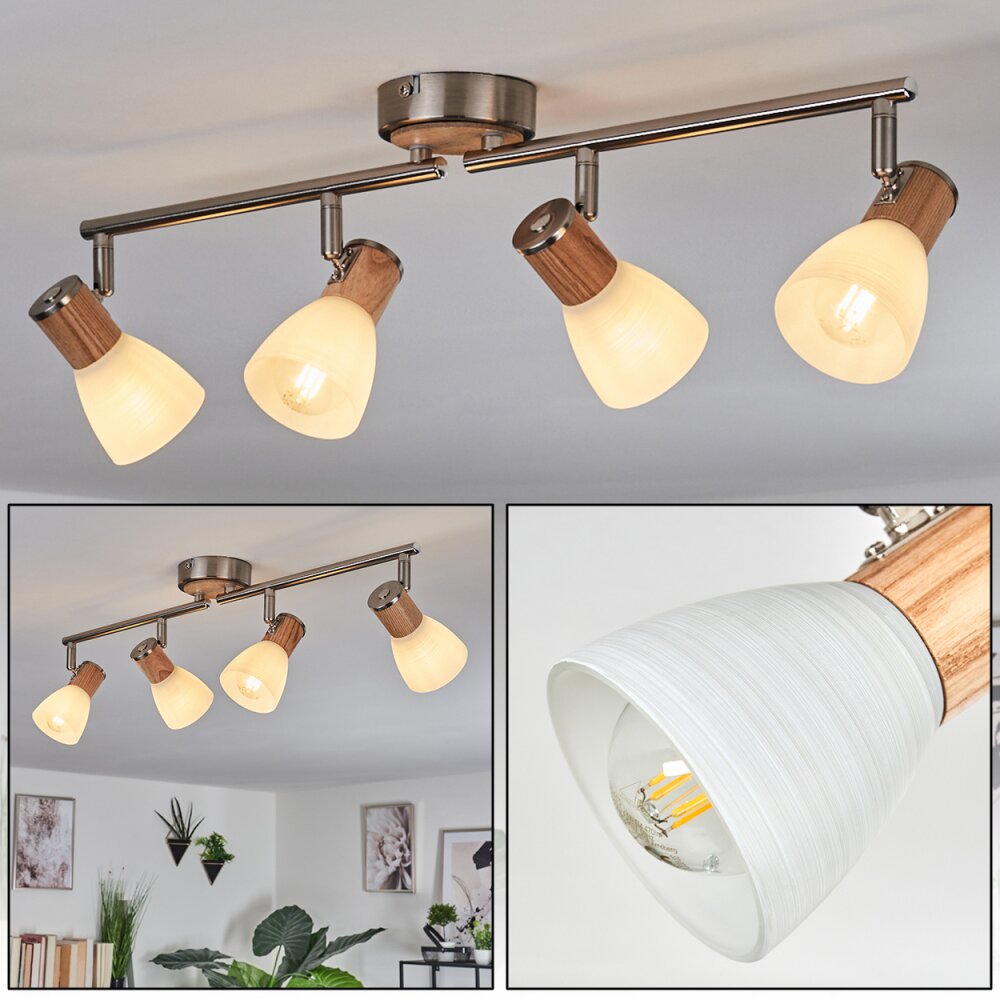 Icalma Deckenleuchte Naturfarben, Nickel-Matt, 4-flammig main product photo