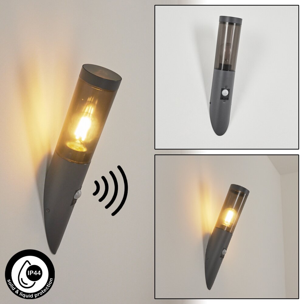 Gaborone Außenwandleuchte Anthrazit, 1-flammig, Bewegungsmelder main product photo