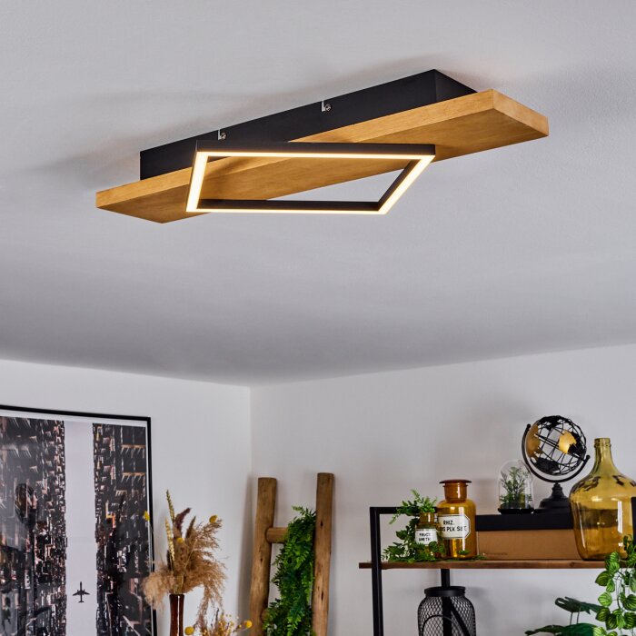 Pompu Deckenleuche LED Holz hell, Schwarz, 1-flammig Pompu Deckenleuche LED Holz hell, Schwarz, 1-flammig