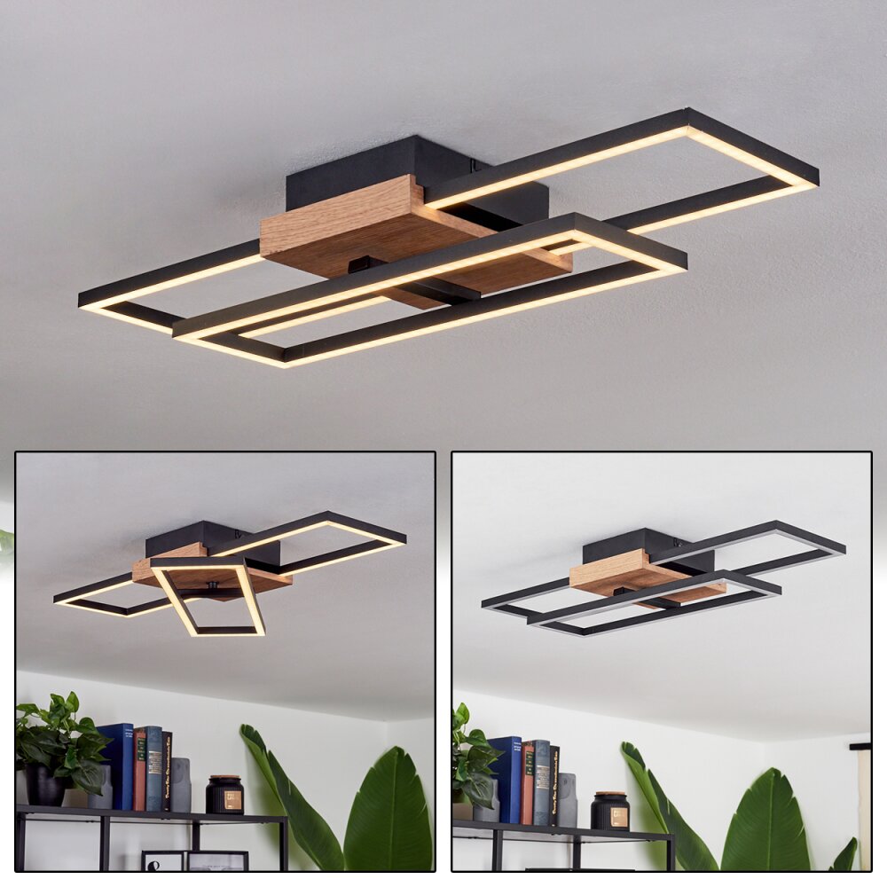 Avelal Deckenleuche LED Holz hell, Holzoptik, Schwarz, 1-flammig main product photo