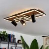 Sequeira    Deckenleuchte LED Holz hell, Holzoptik, Schwarz, 4-flammig