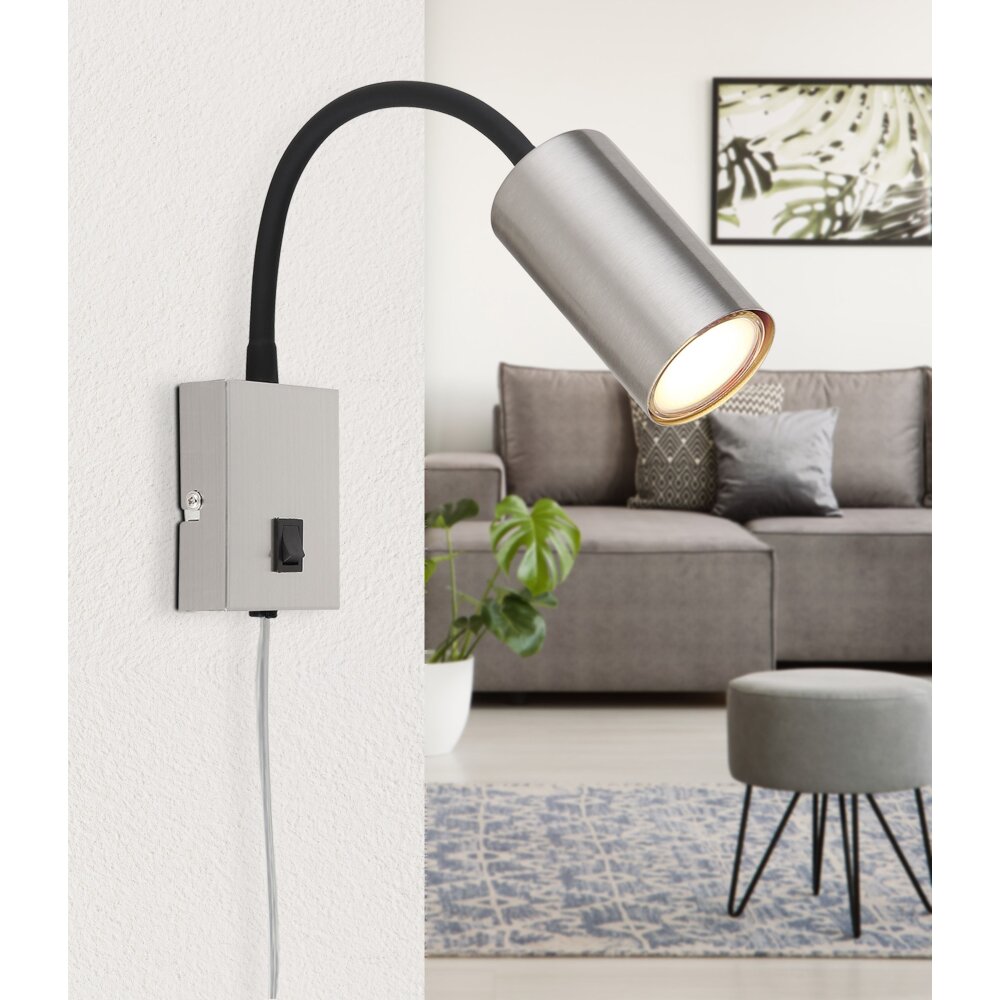 Globo ROBBY Wandleuchte Nickel-Matt, 1-flammig main product photo