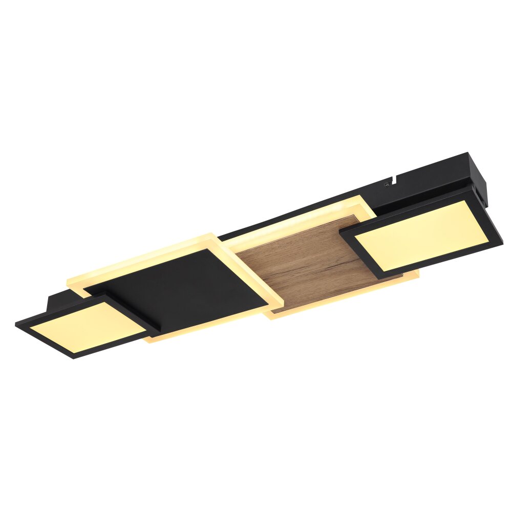 Globo CAROLINE Deckenleuchte LED Holzoptik, Schwarz, 1-flammig main product photo