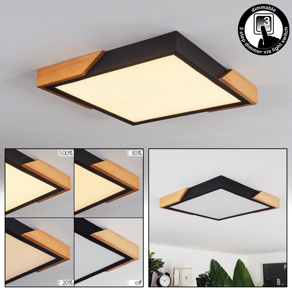 Pontchardon Deckenpanel LED Naturfarben, Schwarz, 1-flammig main product photo