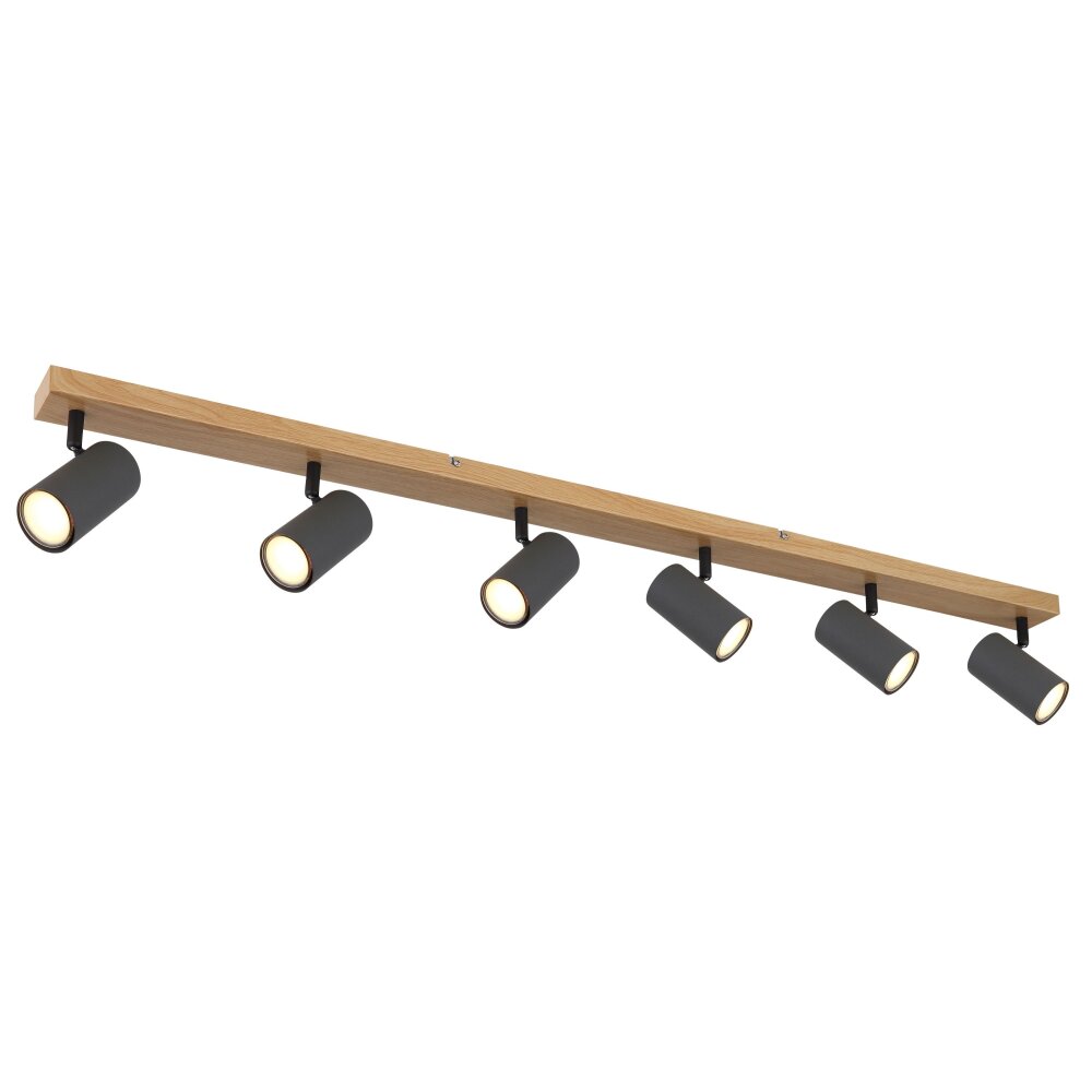 Globo ROBBY Deckenleuchte Holzoptik, Schwarz, 6-flammig main product photo