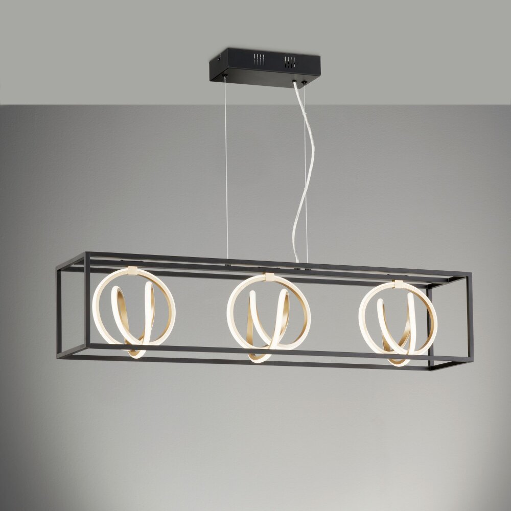 Fischer & Honsel Gisi Pendelleuchte LED Schwarz, 3-flammig, Fernbedienung main product photo