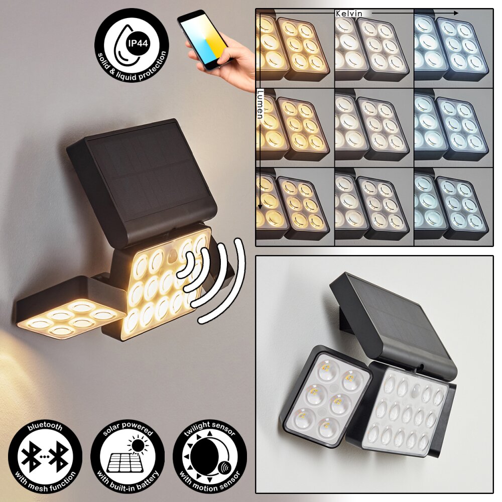 Estampes Solarwandleuchte LED Anthrazit, 1-flammig, Bewegungsmelder main product photo