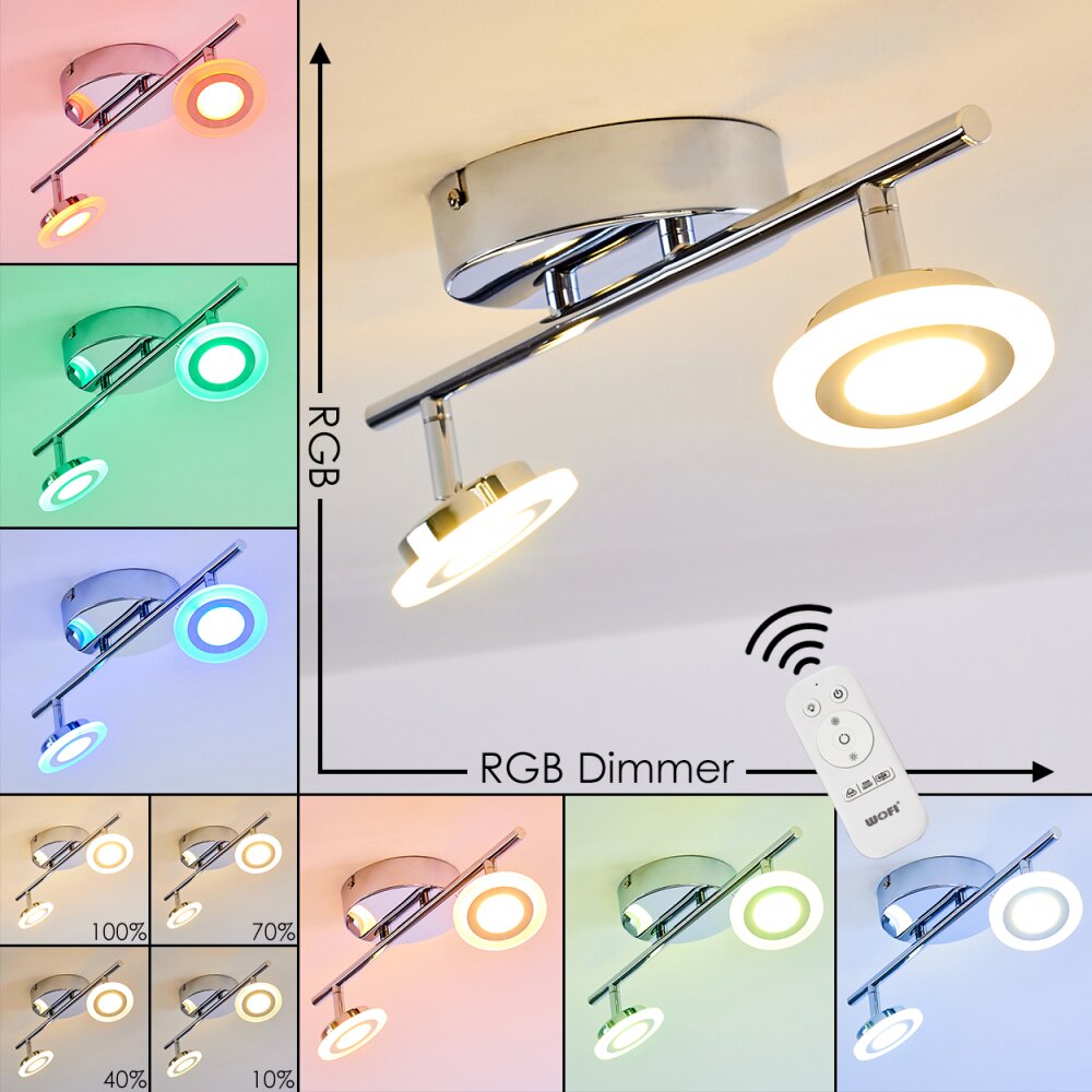 Lucy Deckenspot LED Chrom, 2-flammig, Fernbedienung, Farbwechsler main product photo