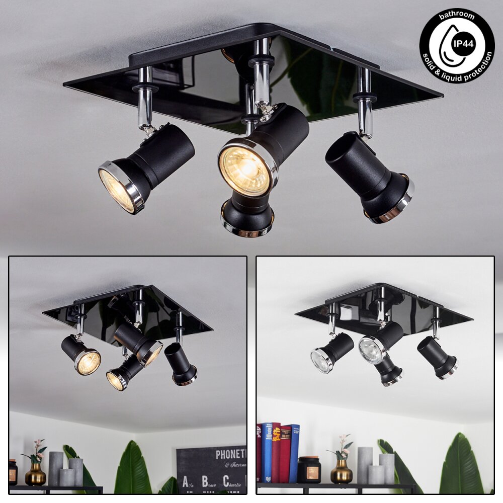 Lanrigan Deckenleuchte Chrom, Schwarz, 4-flammig main product photo
