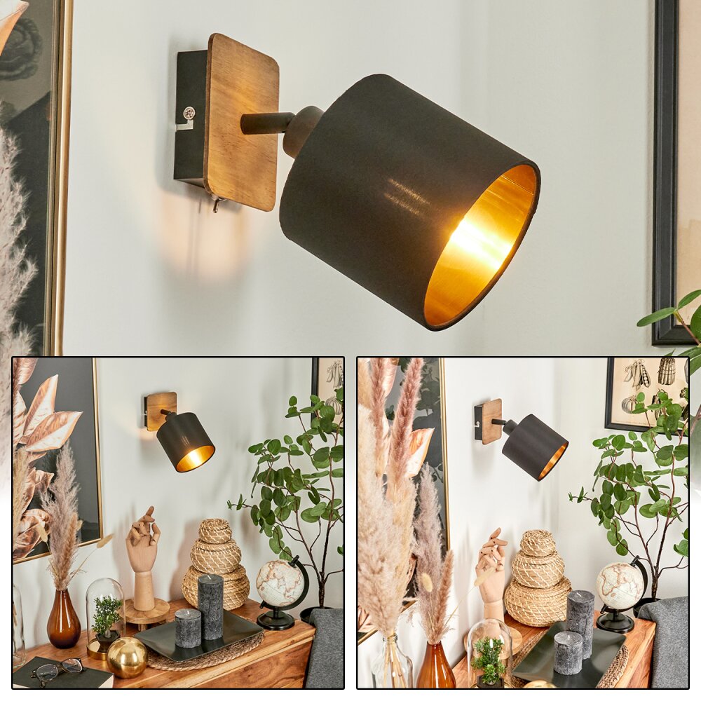 Alsen Wandleuchte Holz dunkel, Schwarz, 1-flammig main product photo