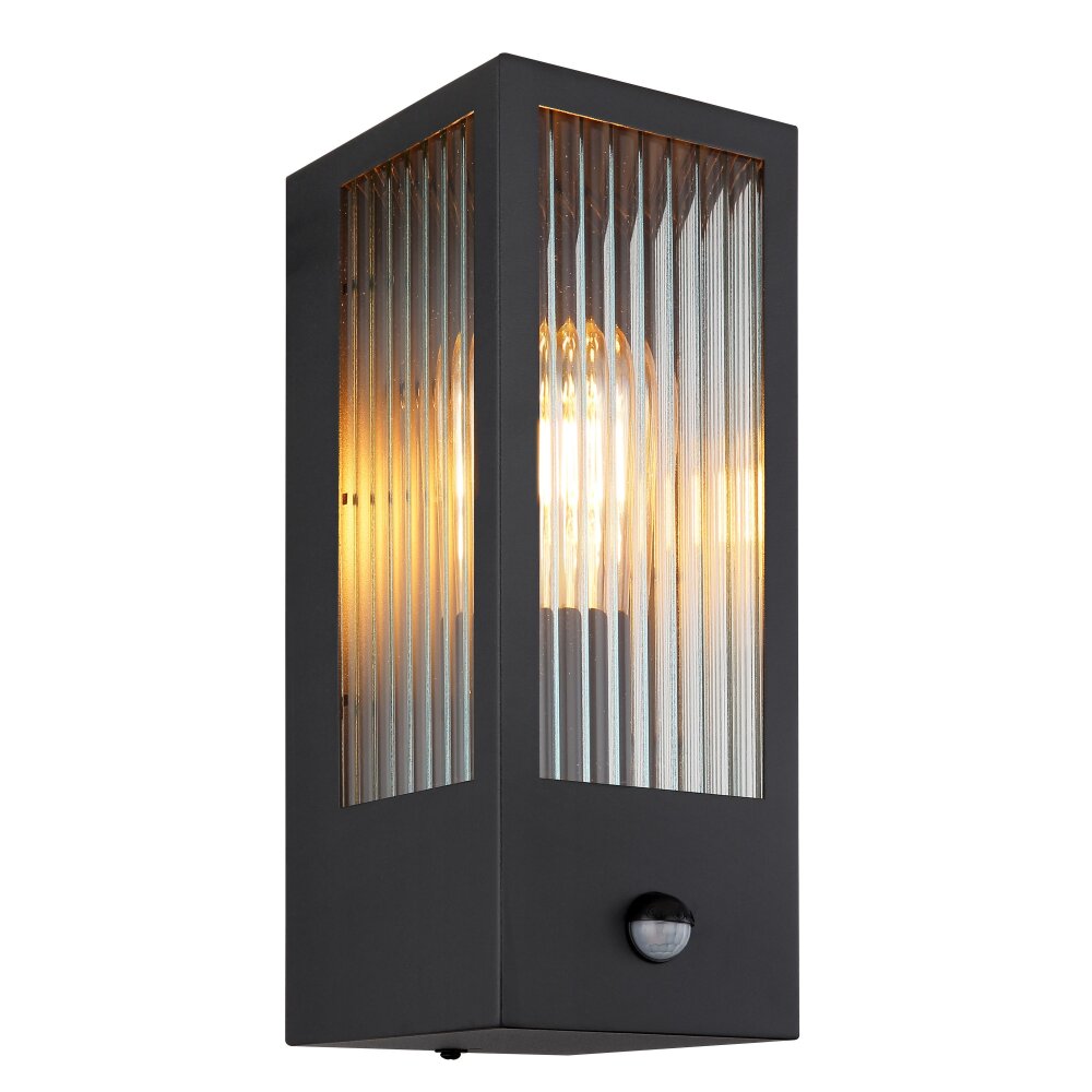 Globo GUNDULA Außenwandleuchte Schwarz, 1-flammig, Bewegungsmelder main product photo