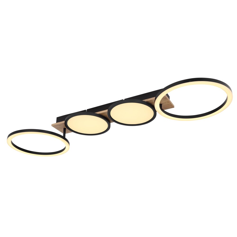 Globo BOSSY Deckenleuchte LED Holzoptik, Schwarz, 1-flammig main product photo