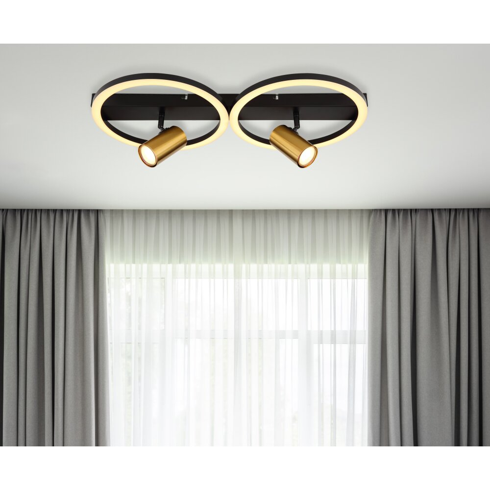 Globo MARRIE Deckenleuchte LED Messing, Schwarz, 1-flammig main product photo