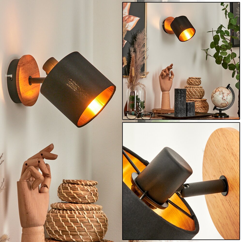 Alsen Wandleuchte Naturfarben, Schwarz, 1-flammig main product photo