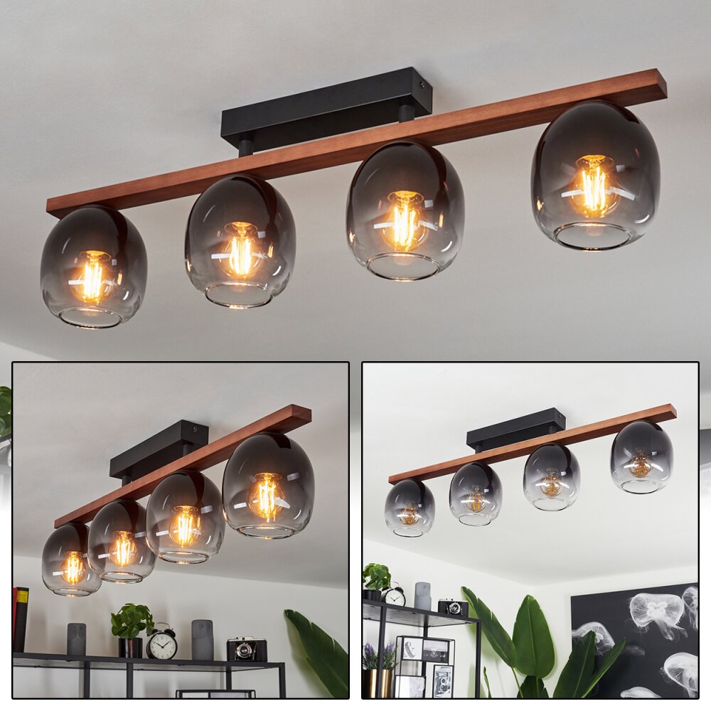 Chauplane Deckenleuchte Holz dunkel, Schwarz, 4-flammig main product photo