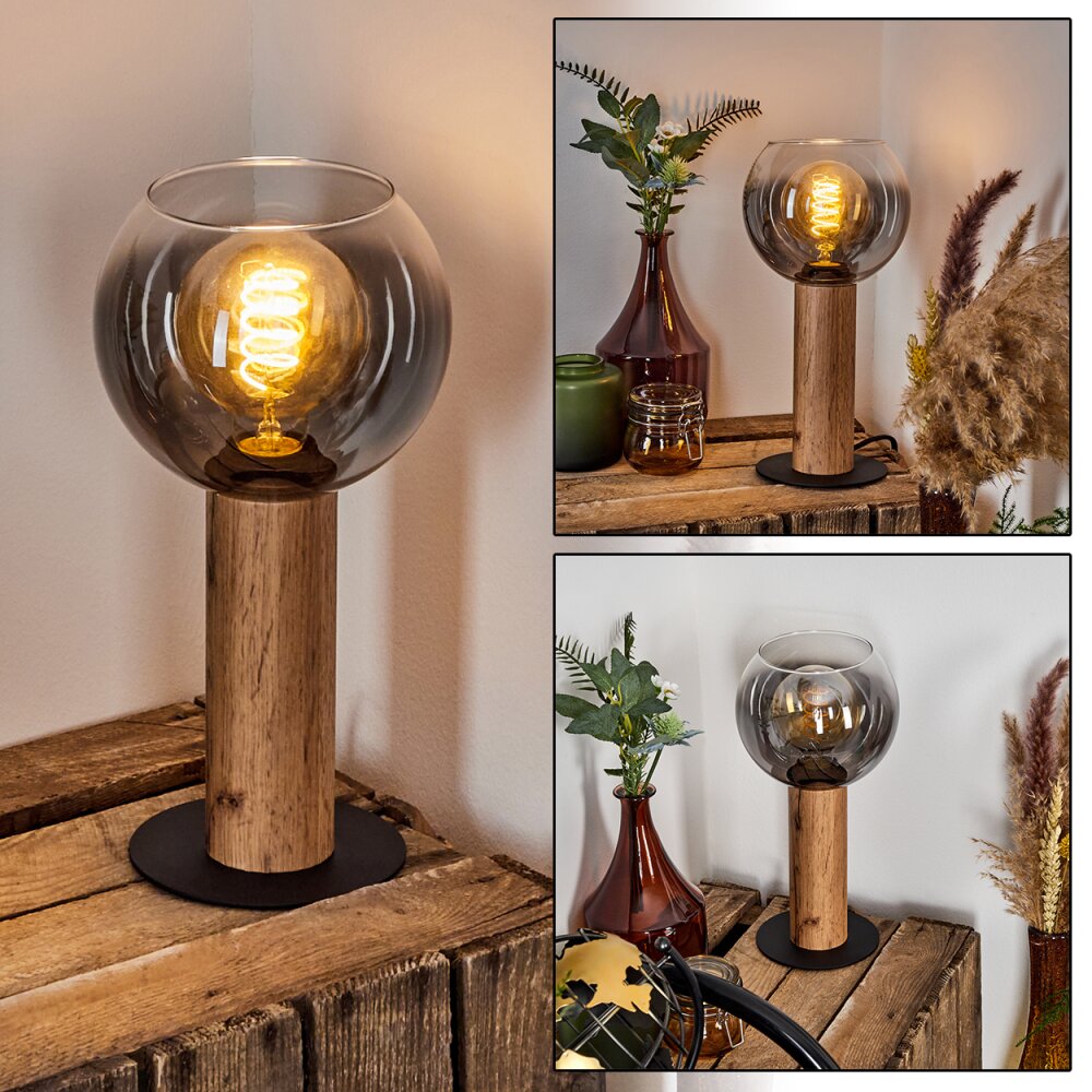 Vouhet Tischleuchte Braun, Holzoptik, Schwarz, 1-flammig main product photo