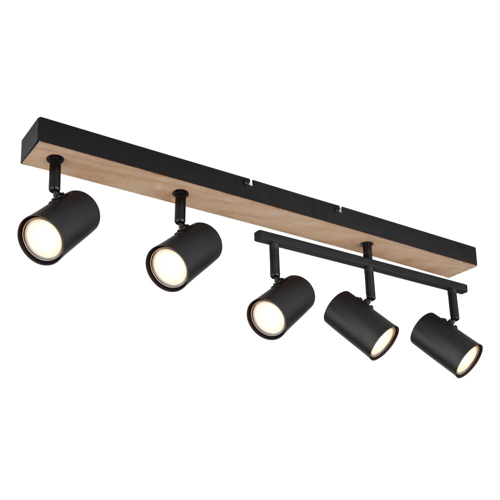 Globo ROBBY Deckenleuchte Holzoptik, Schwarz, 5-flammig main product photo