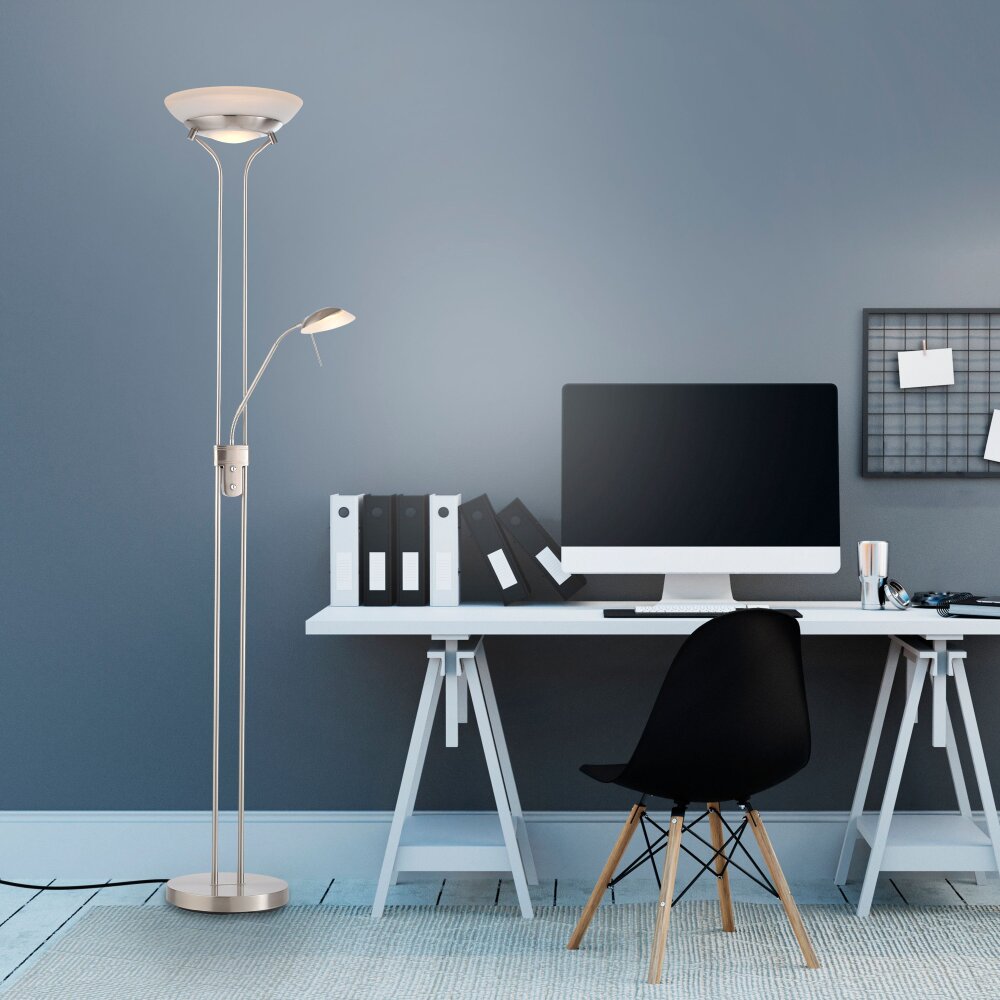 Leuchten Direkt ZAHARA Deckenfluter LED Stahl gebürstet, 2-flammig main product photo