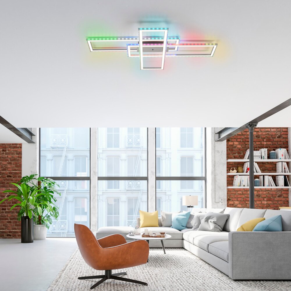 Leuchten Direkt FELIX60 Deckenleuchte LED Stahl gebürstet, 2-flammig, Fernbedienung, Farbwechsler main product photo