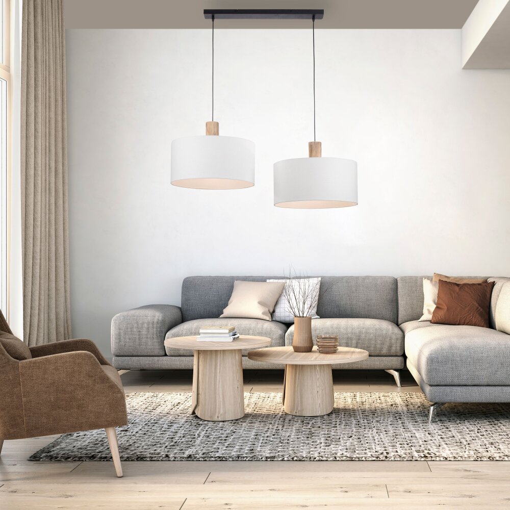 Leuchten Direkt LINEN Pendelleuchte Naturfarben, Schwarz, 2-flammig main product photo