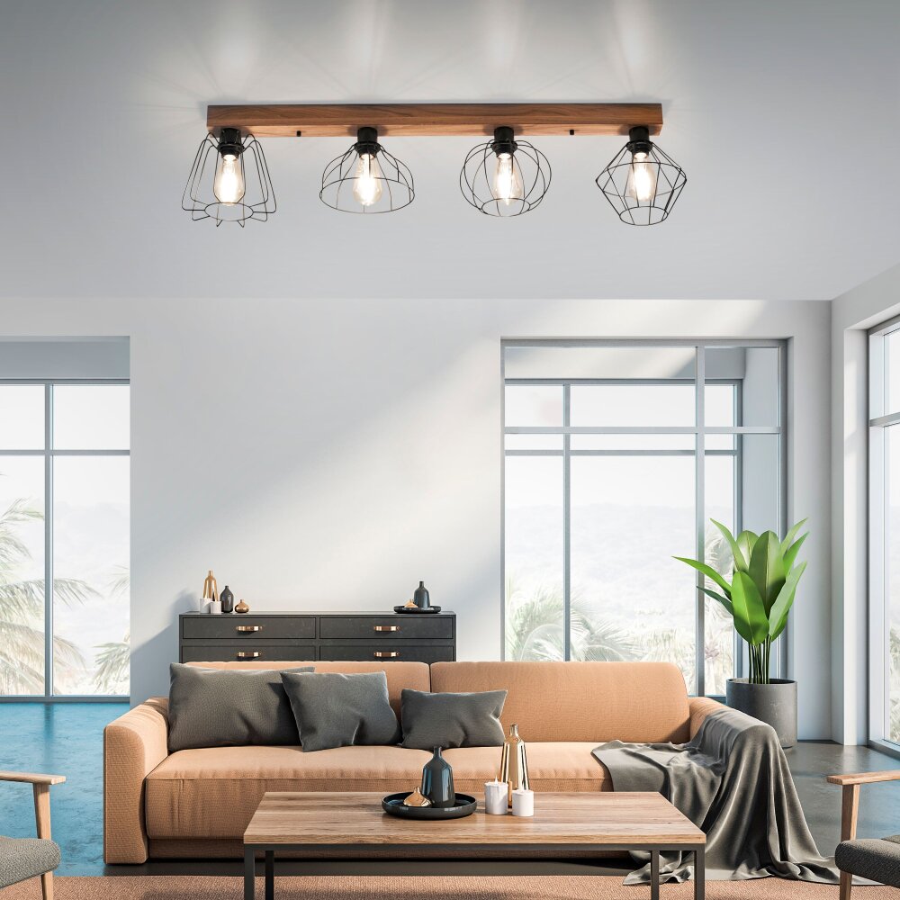Leuchten Direkt KASKA Deckenleuchte Holzoptik, Schwarz, 4-flammig main product photo