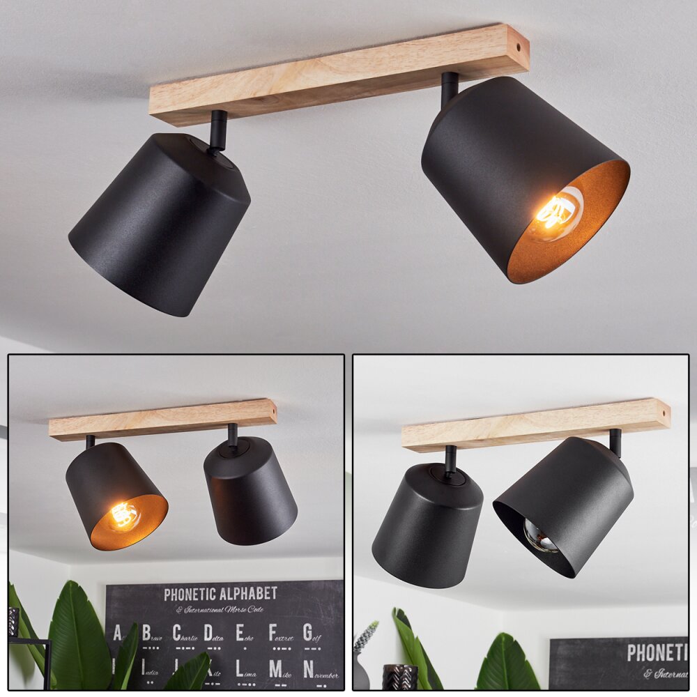 Caetanos Deckenleuchte Holz hell, 2-flammig main product photo