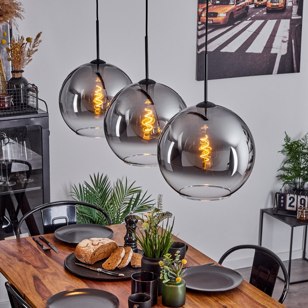 Koyoto Hängeleuchte Glas 30 cm Klar, Rauchfarben, 3-flammig main product photo