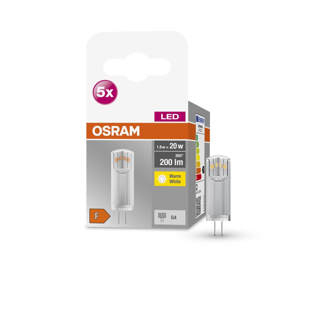 OSRAM LED BASE PIN 5er Set LED G4 1,8 Watt 2700 Kelvin 200 Lumen main product photo