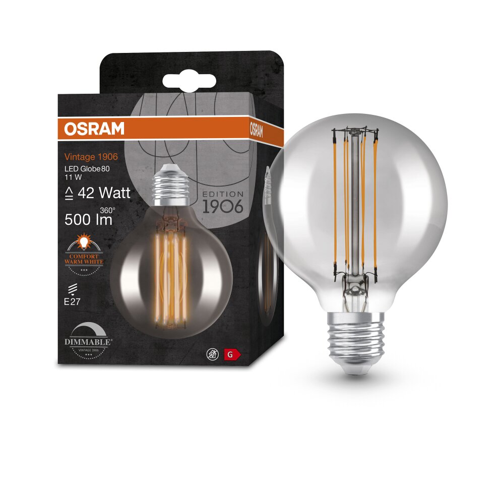 OSRAM Vintage 1906® LED E27 11 Watt 1800 Kelvin 500 Lumen main product photo