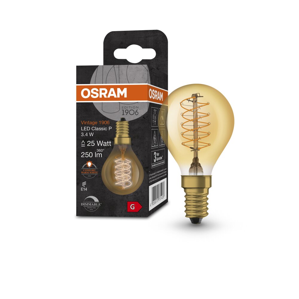 OSRAM Vintage 1906® LED E14 3,4 Watt 2200 Kelvin 250 Lumen main product photo