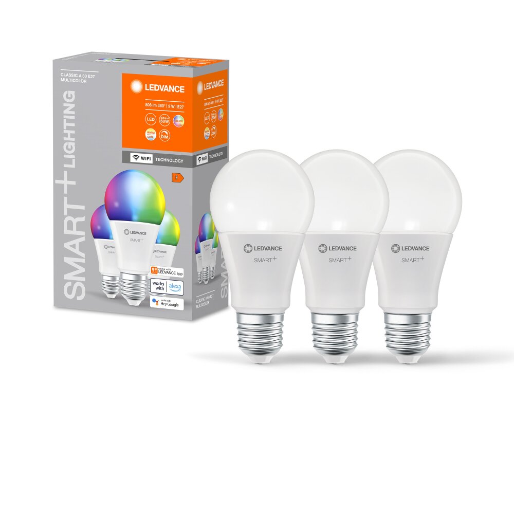 LEDVANCE SMART+ WiFi 3er Set LED E27 9 Watt 2700-6500 Kelvin 806 Lumen main product photo