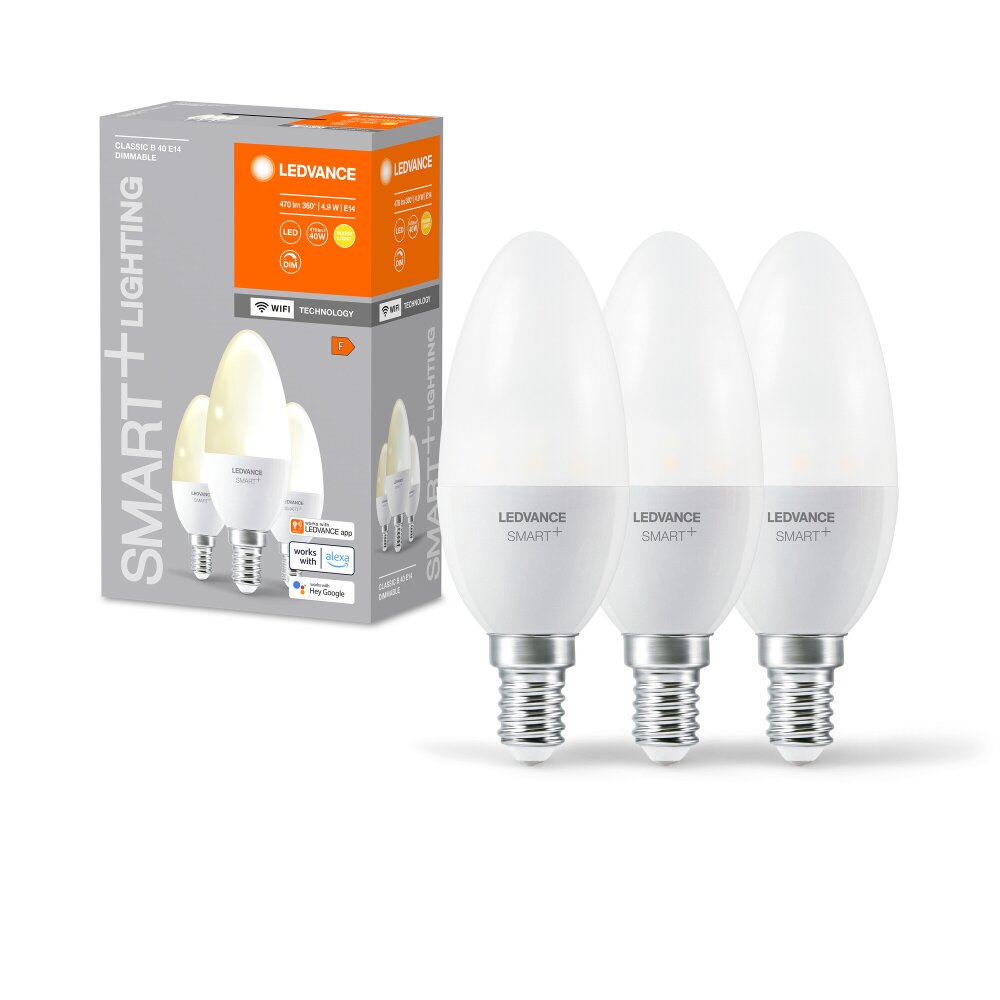 LEDVANCE SMART+ WiFi 3er Set LED E14 4,9 Watt 2700 Kelvin 470 Lumen main product photo