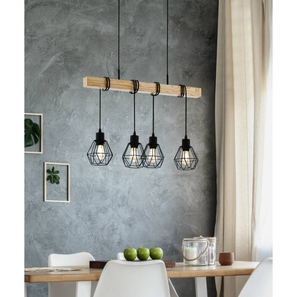 Eglo TOWNSHEND Pendelleuchte Naturfarben, Schwarz, 4-flammig main product photo