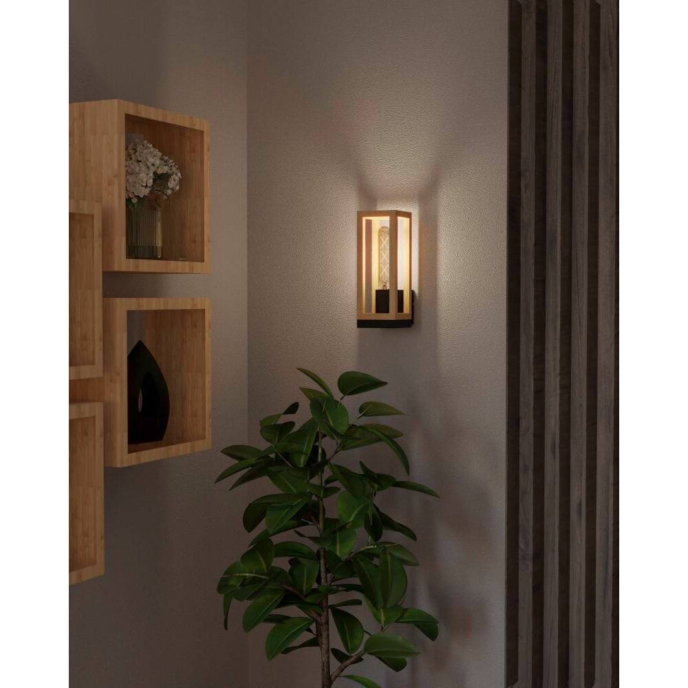 Eglo NAFFERTON Wandleuchte Naturfarben, Schwarz, 1-flammig main product photo