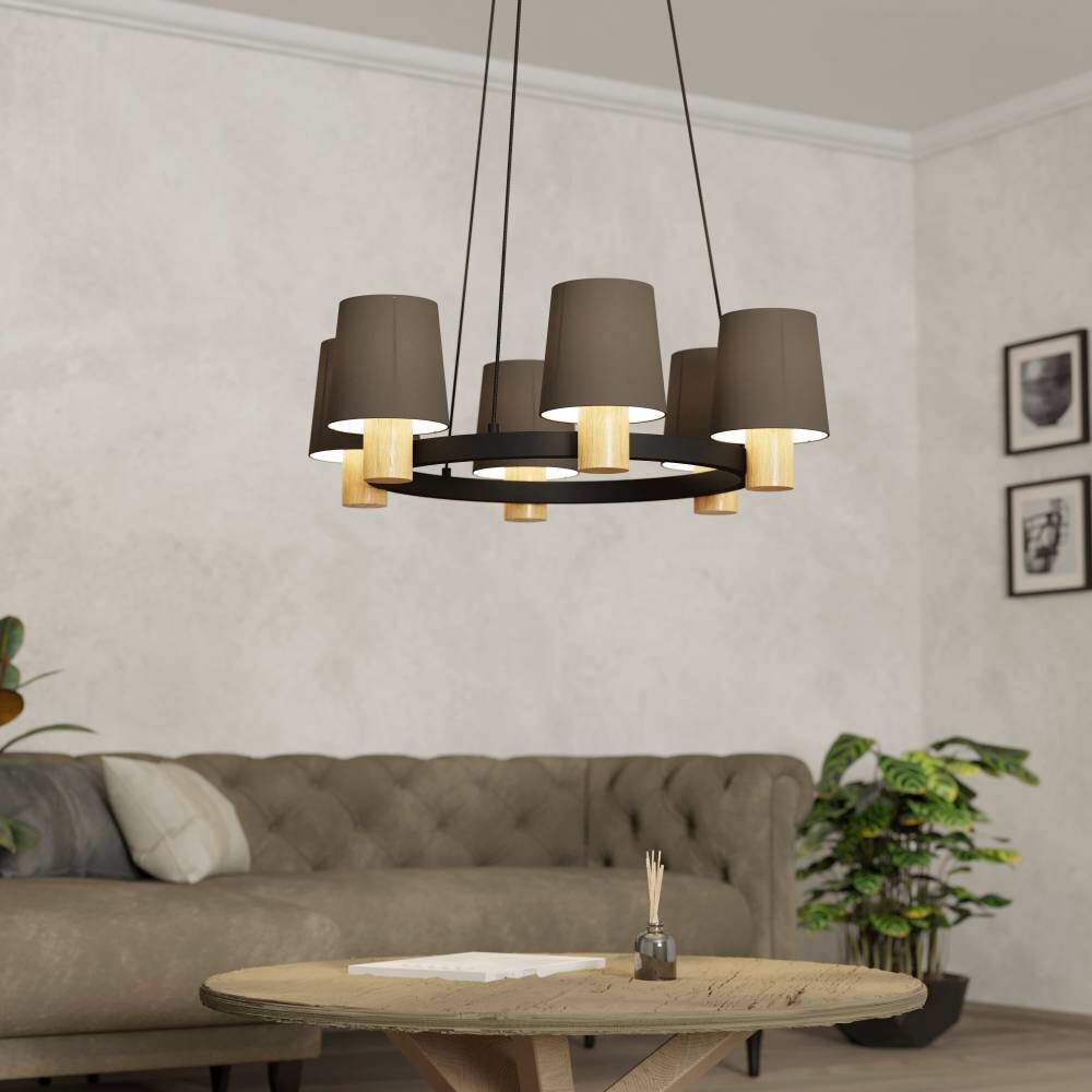 Eglo EDALE Pendelleuchte Naturfarben, Schwarz, 6-flammig main product photo