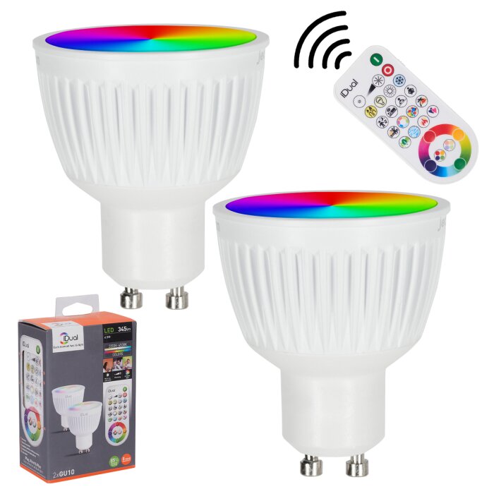 Candal GU10 LED RGB 6,5 Watt 2200-6500 Kelvin 345 Lumen 2er Set mit Fernbedienung Candal GU10 LED RGB 6,5 Watt 2200-6500 Kelvin 345 Lumen 2er Set mit Fernbedienung