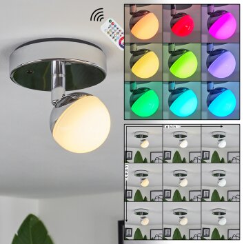 Sanchequias Deckenleuchte LED Chrom, 1-flammig, Fernbedienung, Farbwechsler
