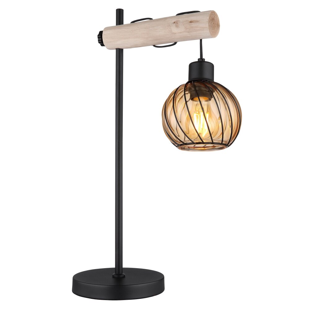 Globo PAULO Tischleuchte Naturfarben, Schwarz, 1-flammig main product photo