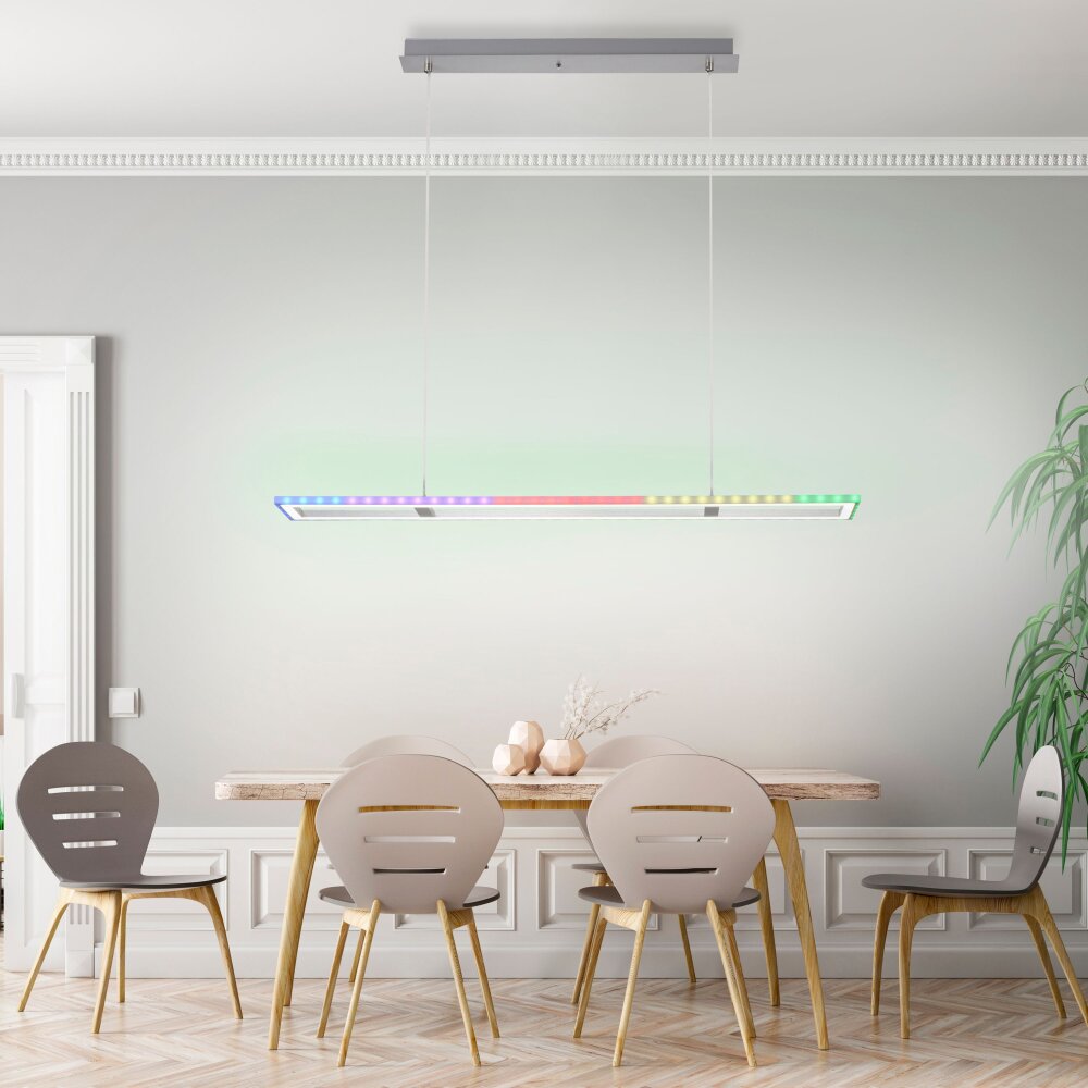 Leuchten Direkt FELIX60 Pendelleuchte LED Stahl gebürstet, 2-flammig, Fernbedienung, Farbwechsler main product photo