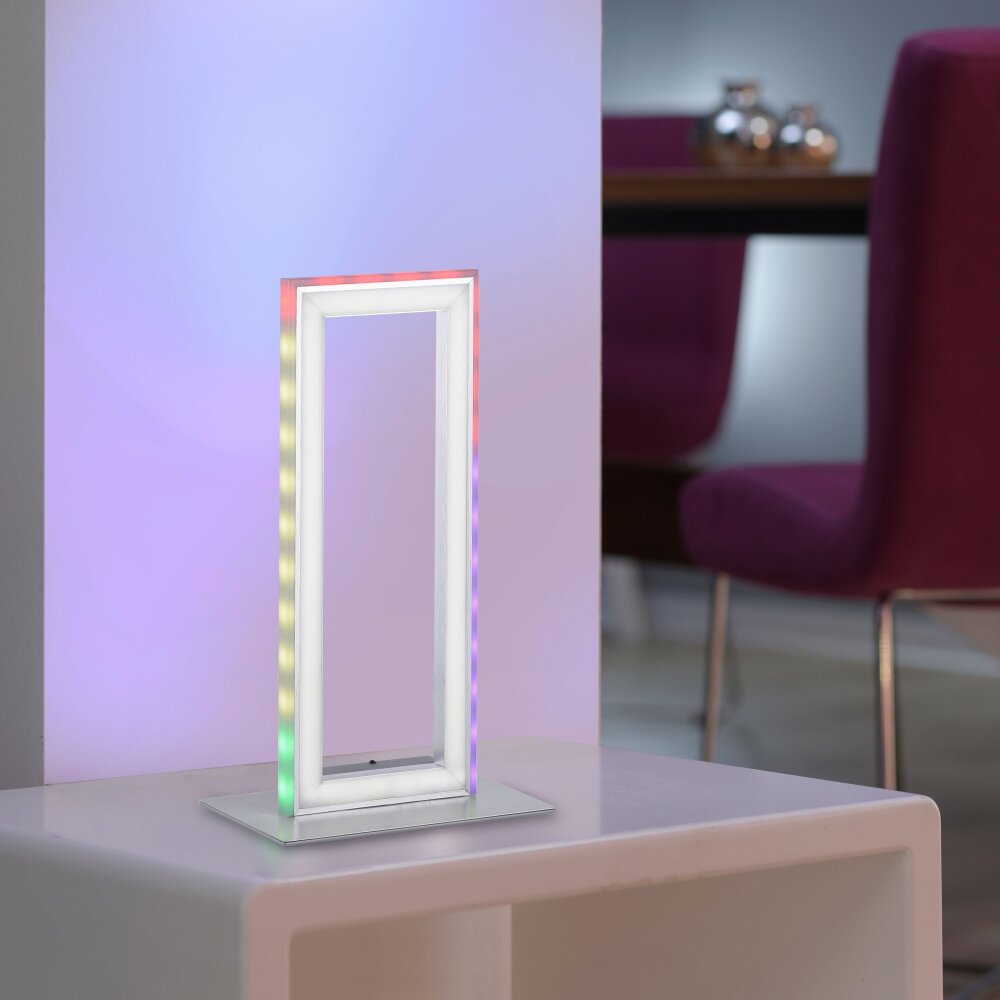 Leuchten Direkt FELIX60 Tischleuchte LED Stahl gebürstet, 2-flammig, Fernbedienung, Farbwechsler main product photo
