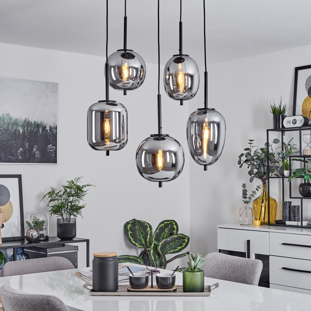 Verbania Hängeleuchte Schwarz, 5-flammig main product photo