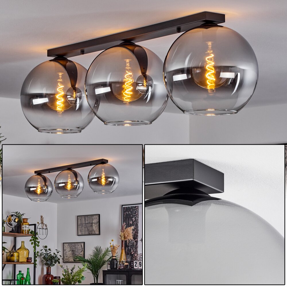 Koyoto Deckenleuchte Glas 30 cm Klar, Rauchfarben, 3-flammig main product photo