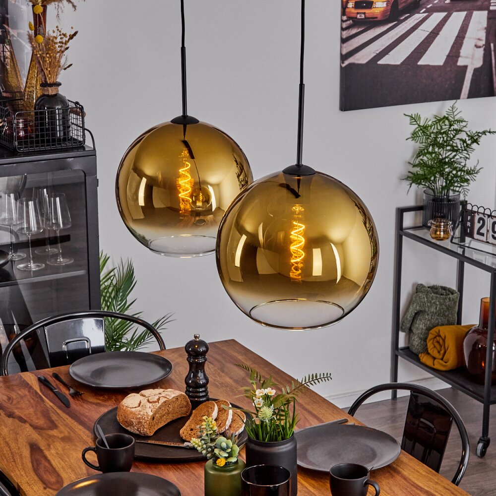 Koyoto Hängeleuchte Glas 30 cm Gold, Klar, 2-flammig main product photo