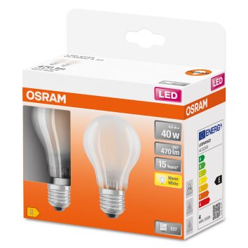OSRAM LED Retrofit 2er Set E27 4 Watt 2700 Kelvin 470 Lumen OSRAM LED Retrofit 2er Set E27 4 Watt 2700 Kelvin 470 Lumen