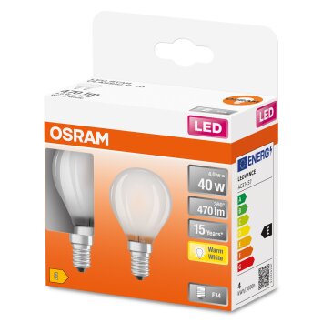 OSRAM LED Retrofit 2er Set E14 4 Watt 2700 Kelvin 470 Lumen OSRAM LED Retrofit 2er Set E14 4 Watt 2700 Kelvin 470 Lumen