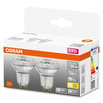OSRAM LED STAR 2er Set GU10 2,6 Watt 2700 Kelvin 230 Lumen OSRAM LED STAR 2er Set GU10 2,6 Watt 2700 Kelvin 230 Lumen
