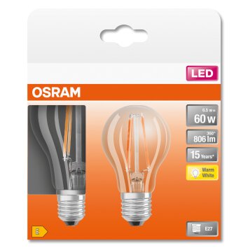 OSRAM LED Retrofit 2er Set E27 6,5 Watt 2700 Kelvin 806 Lumen